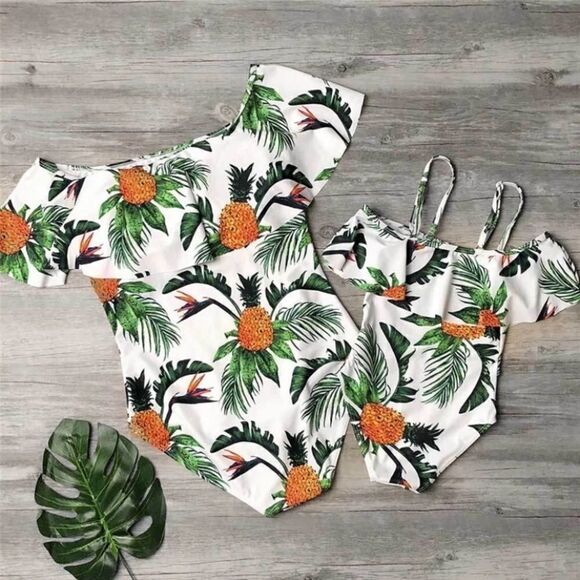 NEW! Girl’s Tropical Pineapple Print One Piece - Picture 6 of 9